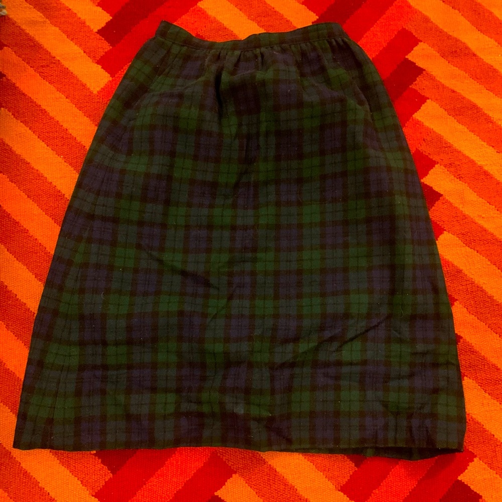 Vintage Pendleton Plaid Wool Midi Skirt